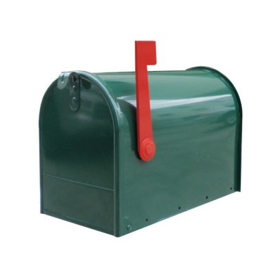 US-Mailbox Metal Post Mounted Mailbox Garden decorative with red flag